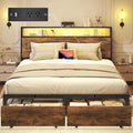 Lifezone Queen Bed Frame with 2-Tier Storage Headboard, Metal Bed Frame with by Lifezone