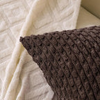Set of 4 Dark Brown Decorative Throw Pillow Covers 12x20 Inch Corduroy Pillow - Image 2
