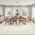 4x6 Area Rugs Living Room: Bedroom Washable Carpet Beige White | Vintage Boho - Image 9