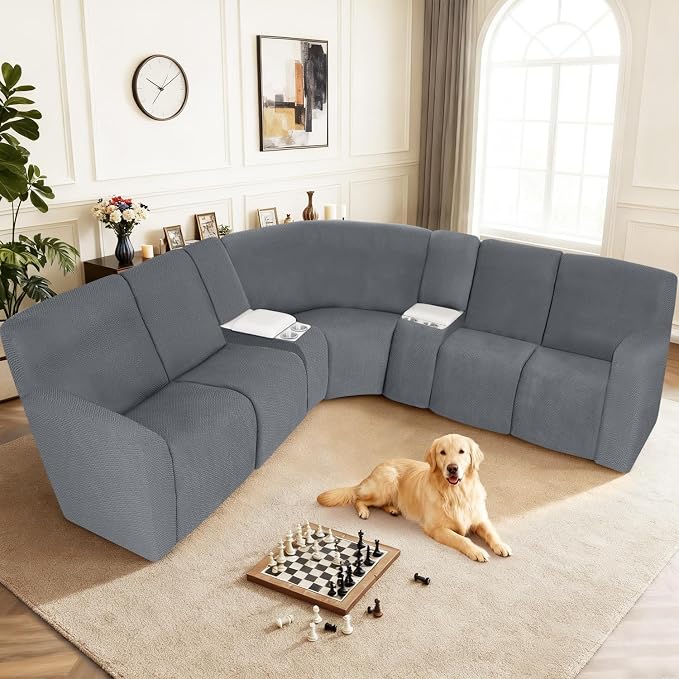 ALIECOM 100% Waterproof Recliner Sectional Couch Covers L Shape Stretch Corner - Image 2