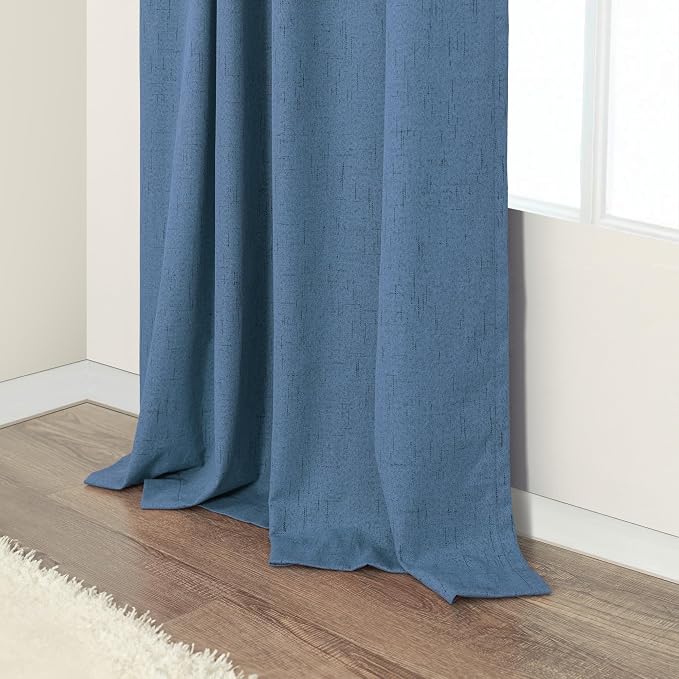 Denim Blue Living Room Black Out Curtains 63 Inch Long Insulated Thermal - Image 8