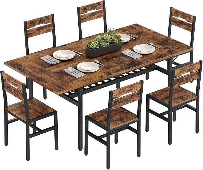RALGEND 7-Piece Dining Table Set, Industrial Style Kitchen Set - Image 8