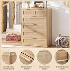 LEYAOYAO Rattan Dresser for Bedroom, Modern 6 Drawers Boho Dressers - Image 4