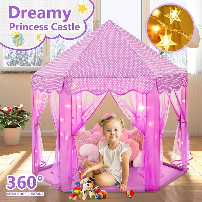 Monobeach Princess Tent Girls Large Playhouse Kids Castle Play Tent - Image 3
