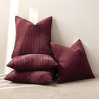MIULEE Soft Corduroy Decorative Throw Pillow Covers Burgundy 18x18 | Set of 4 - Image 8