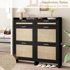 HOKYHOKY Large Rattan Shoe Storage Cabinet - Image 3
