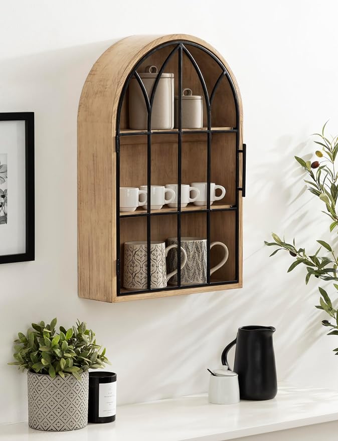 Kate and Laurel Megara Decorative Wooden Hanging Arched Wall Cabinet - Image 2