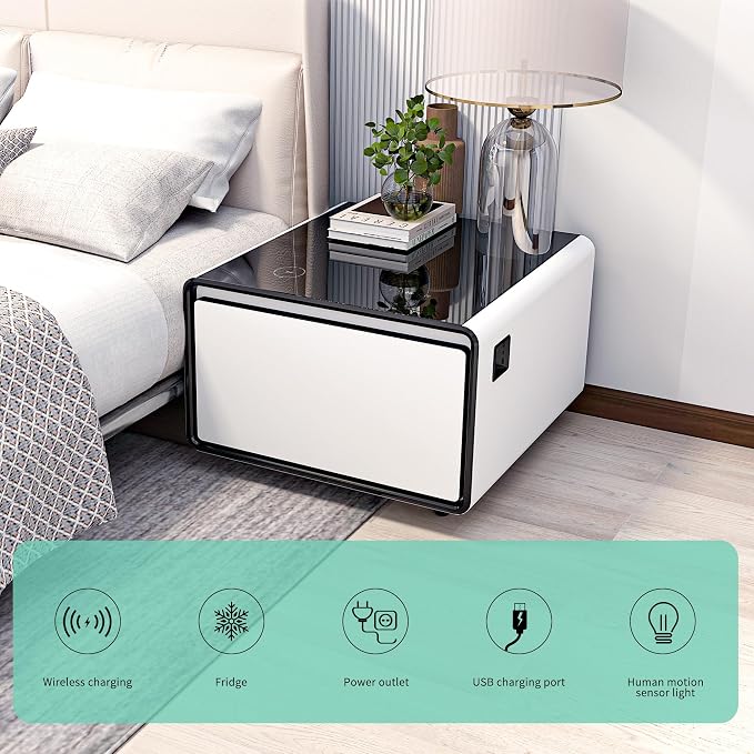 Smart Coffee Table with Fridge, Smart Center Table with Wireless Charging - Image 7