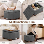 WUTUTUEE 24" Fabric Square Storage Ottoman - Image 6