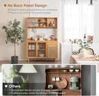 Giantex Pantry Cabinet, Microwave Countertop, Glass Holder, Freestanding Buffet - Image 6