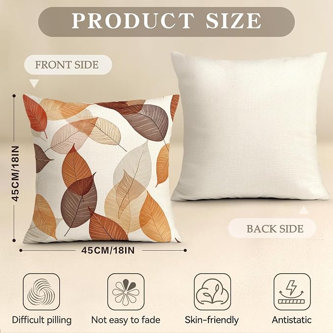 OBSEDE Retro Colored Leaf Geometric Pattern Illustration Decorative Throw - Image 3