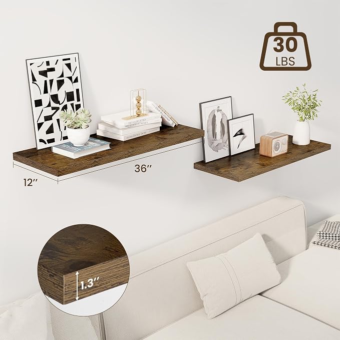 Dreamland 36" Floating Shelves for Wall, Wall-Mounted Shelves for Bedroom - Image 4