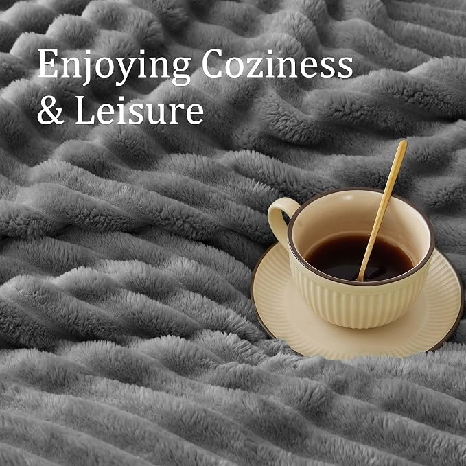 BEDELITE Striped Fleece Throw Blanket, Soft Cozy, Lightweight Warm, Machine - Image 5