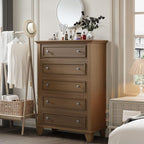 IDEALHOUSE 5 Drawer Dresser, Wooden Storage Chest of Drawers by IDEALHOUSE