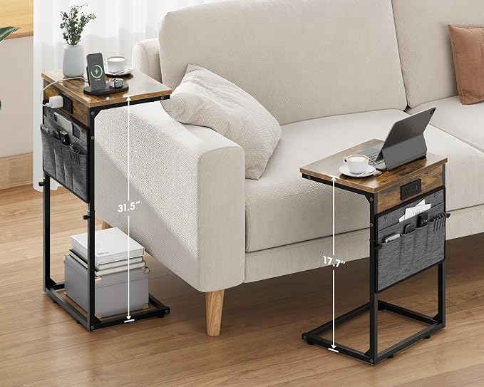 Vagusicc C-Shaped End Table Set of 2, Adjustable Height Side Table - Image 2