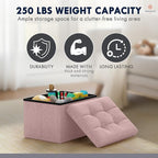 Ornavo Home Small Storage Ottoman Foldable Collapsible Rectangle Linen Ottoman - Image 7