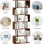 Yusong Geometric Bookcase, S Shaped Bookshelf 6-Tier Book Shelves - Image 7