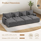 Vesgantti 142" Oversized Sectional Sofa Bed, 8-Seater Modular Sleeper Cloud - Image 2