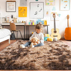 Super Fluffy Area Rug for Living Room 5x7, Shaggy Carpet, Tie-Dyed Coffee | - Image 2