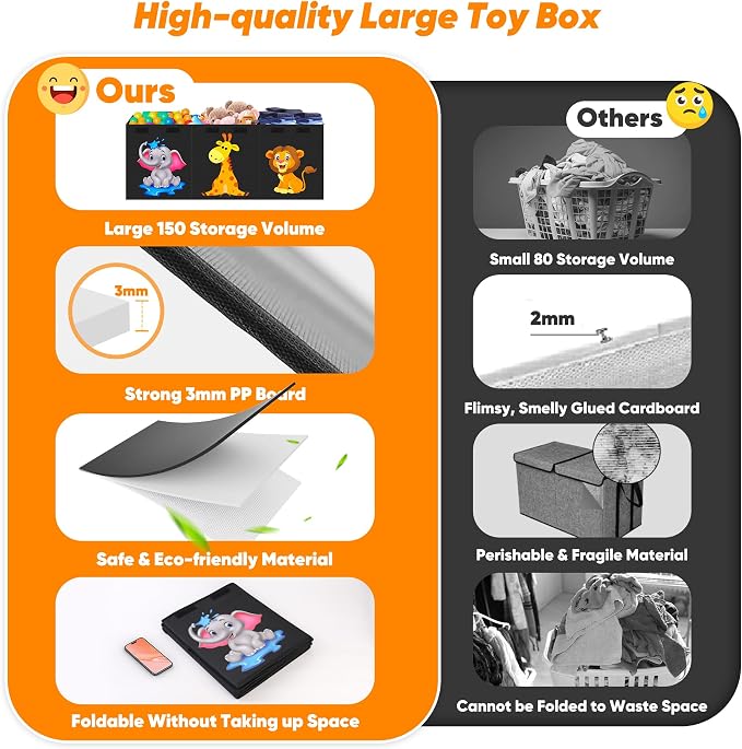 Mabahoo Extra Large Toy Box, Collapsible Toy Storage Organizer - Image 5