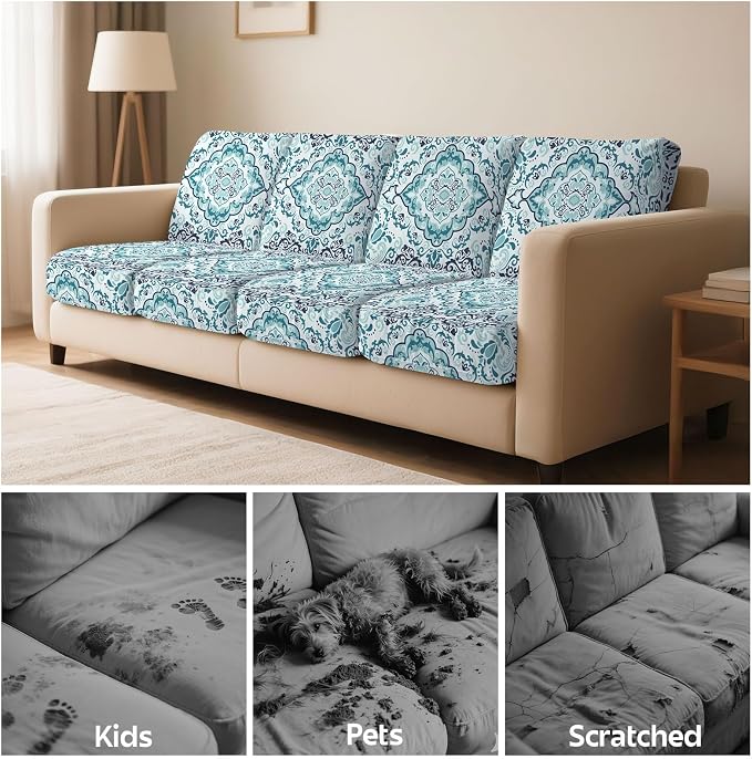 8Pcs Patio Cushion Covers Stretch Outdoor Furniture Protector Slipcovers | - Image 8