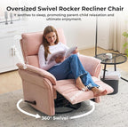 Oversized Recliner Chair, Chenille Glider Rocking Nursery Chair - Image 4