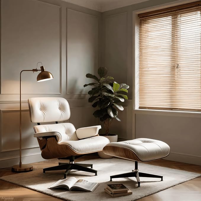 Top Grain Leather, Mid Century Chaise Lounge Chair and Ottoman, Modern Chair - Image 5