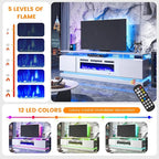4-Piece Modern Living Room Table Set, Includes High Gloss 70" Fireplace TV Stand - Image 7