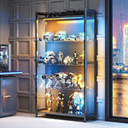 AODK Display Case with LED Lights, Display Cabinet with Glass Storage Shelves - Image 3