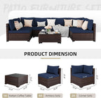 UPHA 7 Pieces Patio Furniture Sets, Wicker Outdoor Sectional Sofa Couch - Image 2