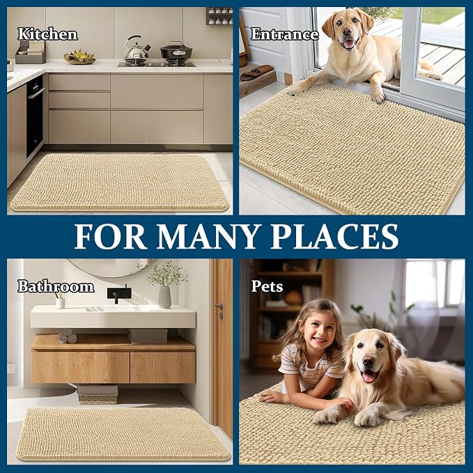 OLANLY Dog Door Mat for Muddy Paws 32x20, Super Absorbent Chenille Mud Mat | - Image 8