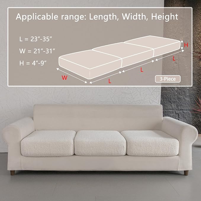 OHSIO Couch Cushion Covers for Sectional Sofa, Stretch Soft Sofa Slipcovers - Image 2