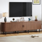 86.6" TV Stand with Power Outlet, Mid-Century Modern Television Stand, Fluted by ComfyCorner