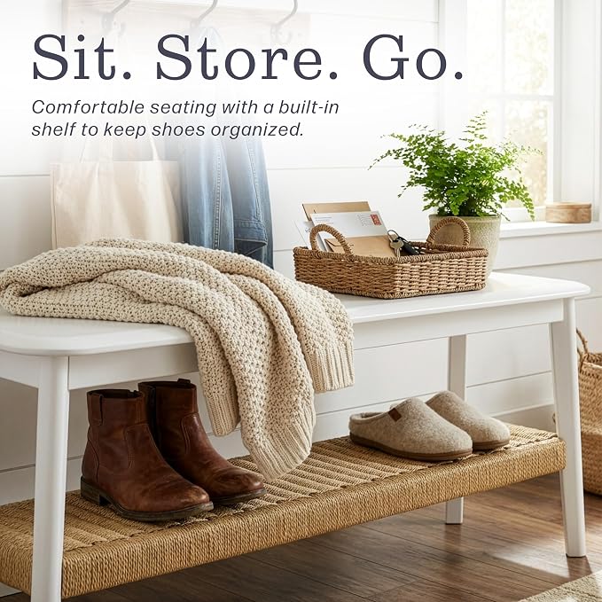 Alaterre Furniture Calais 48 Inch Solid Wood Entryway Bench - Image 5