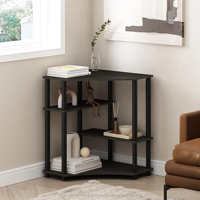 Furinno Turn-N-Tube Storage Shelves, 4-Tier Corner Shelf, Toolless Assembly by Furinno-FitsYourSpaceFitsYourBudget
