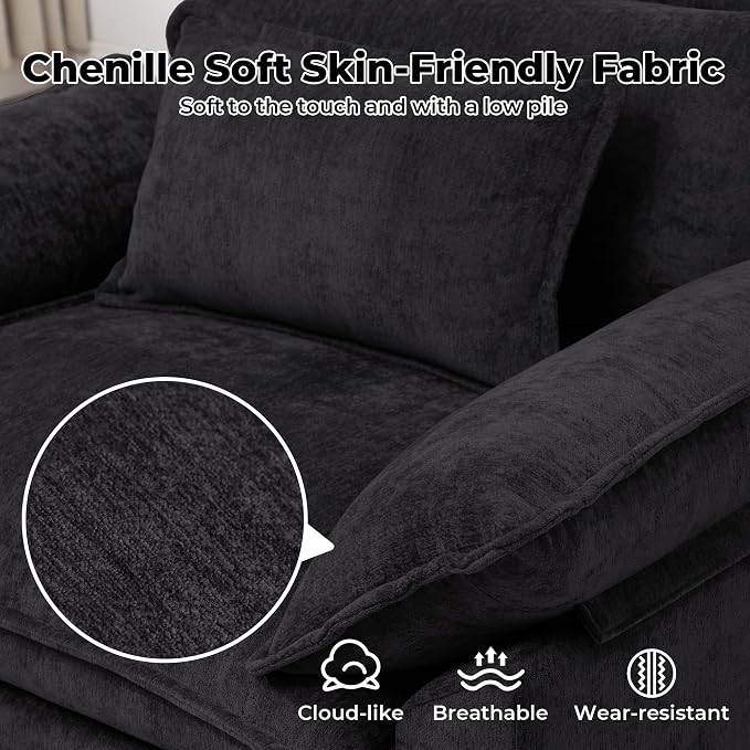 Oversized Accent Chair with Ottoman, Upholstered Armchair with Extra Thick - Image 4