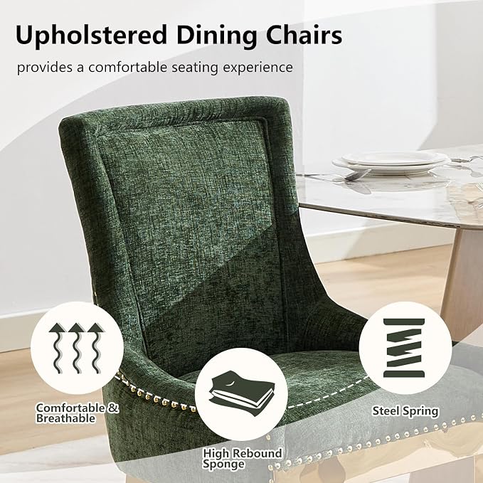 Upholstered Dining Chairs Set of 2, Modern Fabric Side Chairs - Image 4