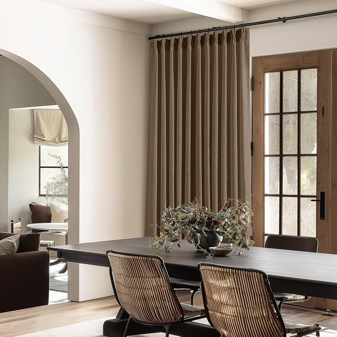Extra Wide 96 Inch Long Pleated Curtains 70 Inch Wide Dutch Cocoa | Pinch Pleat - Image 6
