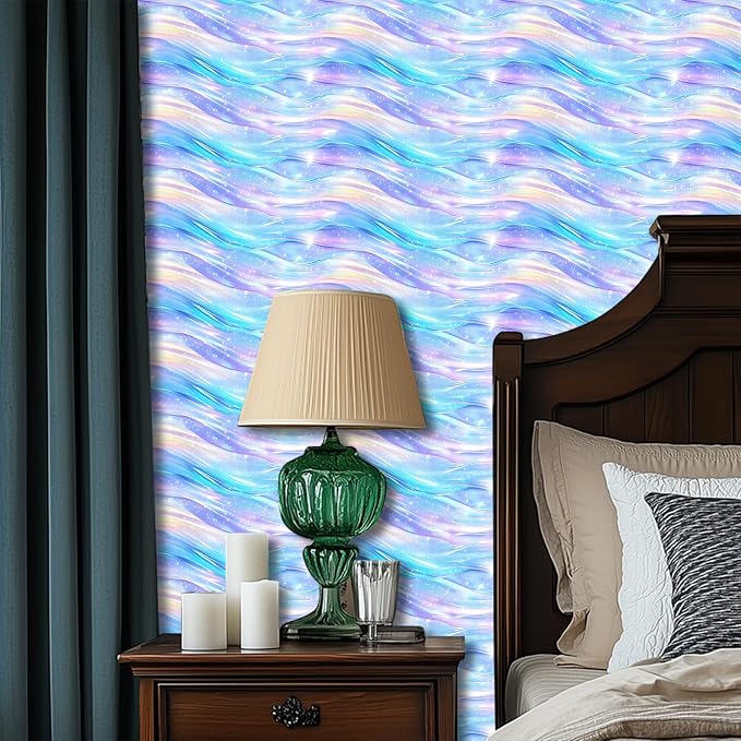 HOMETITUTE Pastel Blue Purple Dream Wave Wallpaper Peel and Stick Contact Paper - Image 2