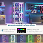 Dystler Display Cabinet with Glass Doors, LED Display Case with Removable Shelf - Image 3