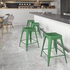 Flash Furniture Kai Commercial Grade 24" High Backless Green Metal - Image 2