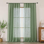 Chyhomenyc Sage Green Semi Sheer Curtains 96 Inches Long 2 Panels by Chyhomenyc