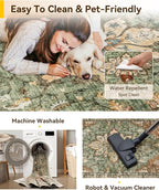 RELEANY Washable Area Rug, Brick/Brown/Green | Non-Slip, Water Repellent - Image 4