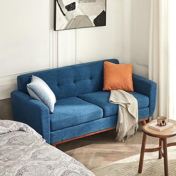 Kingfun 65.2" W Loveseat Sofa, Mid Century Modern Decor Love Seat Couches - Image 3