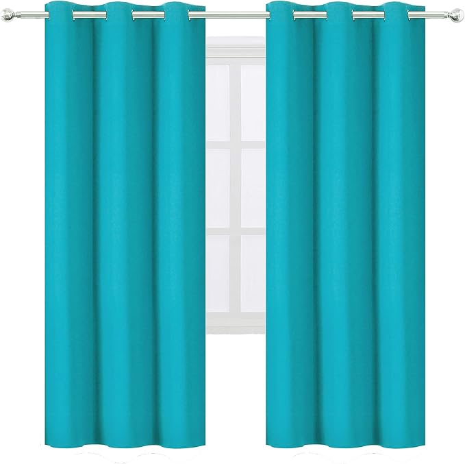 Teal Thermal Blackout Curtains/42 x 72 Inch/Set of 2 Panels Room Darkening - Image 2
