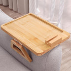 Couch Arm Tray with 360°Phone, Bamboo Folding Sofa Tray, Sofa Armrest Trays by DANFOXER