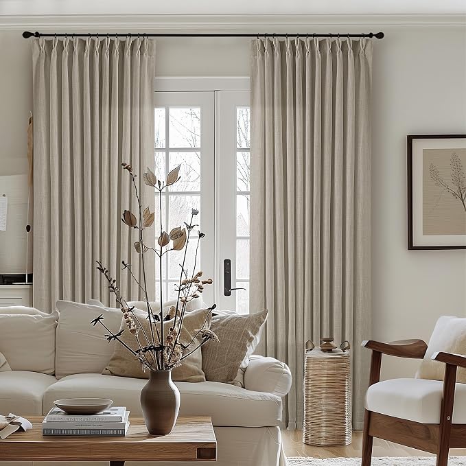 Taupe Burlywood Pinch Pleat Linen Curtains 96 Inches Long 70 Inch Wide | Light - Image 8