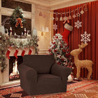 Stretch Chair Sofa Slipcover, Single Couch Cover, Chocolate | 1-Piece Washable - Image 2