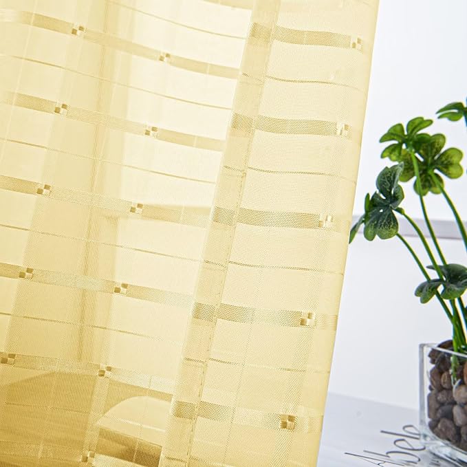SpaceDresser Check Sheer Curtains 108 Inches Long - Image 2