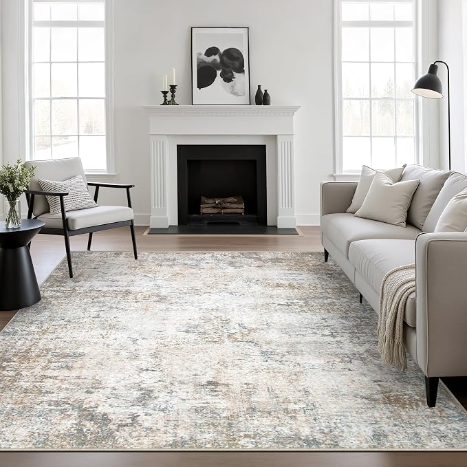Area Rug Living Room: 6x6 Modern Washable Indoor Soft Carpet Brown | by FXRHLP